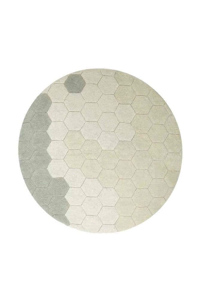 Halı, Round Honeycomb Blue Sage