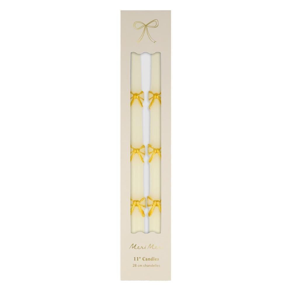 Meri Meri - Gold Bow Taper Candles - Altın Kurdele Detaylı Mumlar (2'Li)