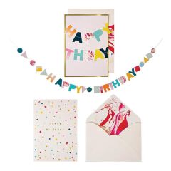 Meri Meri - Happy Birthday Garland Card - Happy Birthday Garland Tebrik Kartı