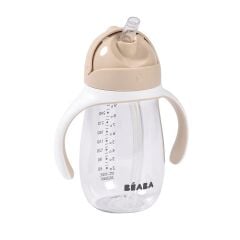 Beaba 300 ml Şeffaf Pipetli Suluk, Clay
