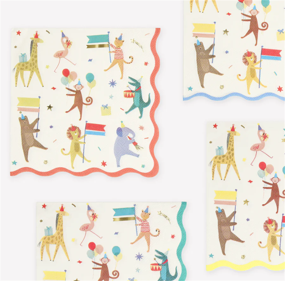 Meri Meri - Animal Parade Large Napkins - Hayvanlar Geçit Töreni Peçeteler (16'Lı)