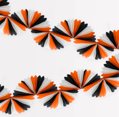 Meri Meri - Black & Orange Stripe Honeycomb Garland - Siyah & Turuncu Petekli Asılan Süs