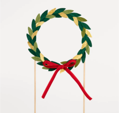 Meri Meri - Paper Wreath Cake Topper - Kağıt Çelenkli Pasta Süsü