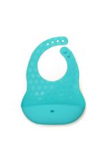 bblüv Pöket 2'li Katlanabilir Silikon Önlük ve Kaşık Seti Mavi-Gri