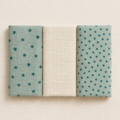 Mama Yoyo Üçlü Müslin Set, Mint Yıldız