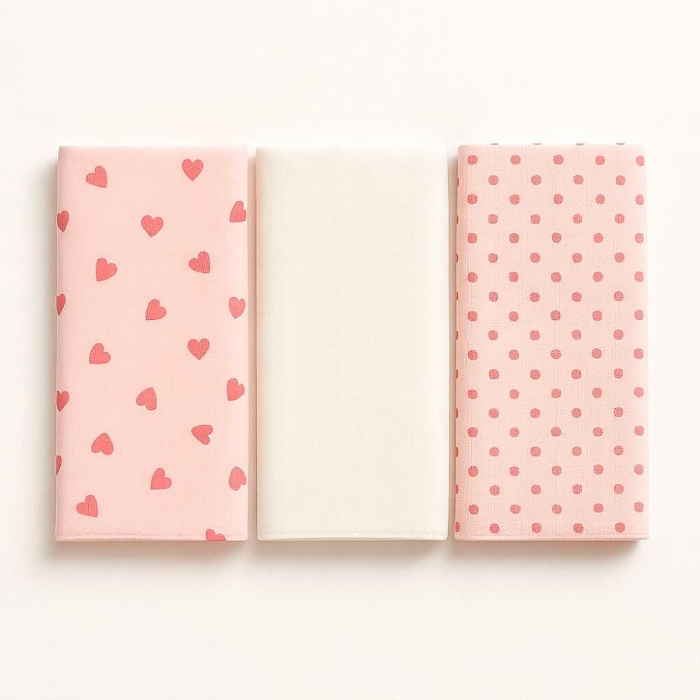 Mama Yoyo Üçlü Müslin Set, Pudra Kalp