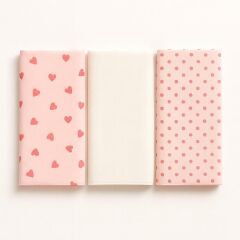 Mama Yoyo Üçlü Müslin Set, Pudra Kalp