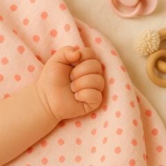 Mama Yoyo Üçlü Müslin Set, Pudra Kalp