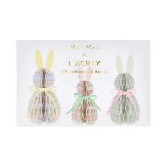 Meri Meri X Liberty - Kağıt Petek Tavşan Süsleri - 3 Adet