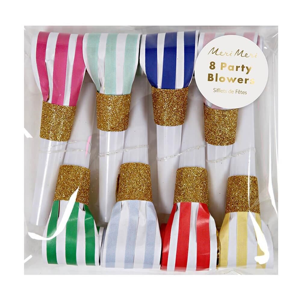 Meri Meri - Bright Stripe Party Blowers - Parlak Çizgili Parti Düdükleri