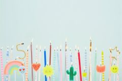 Meri Meri - Neon Confetti Candles - Neon Konfetili Mumlar