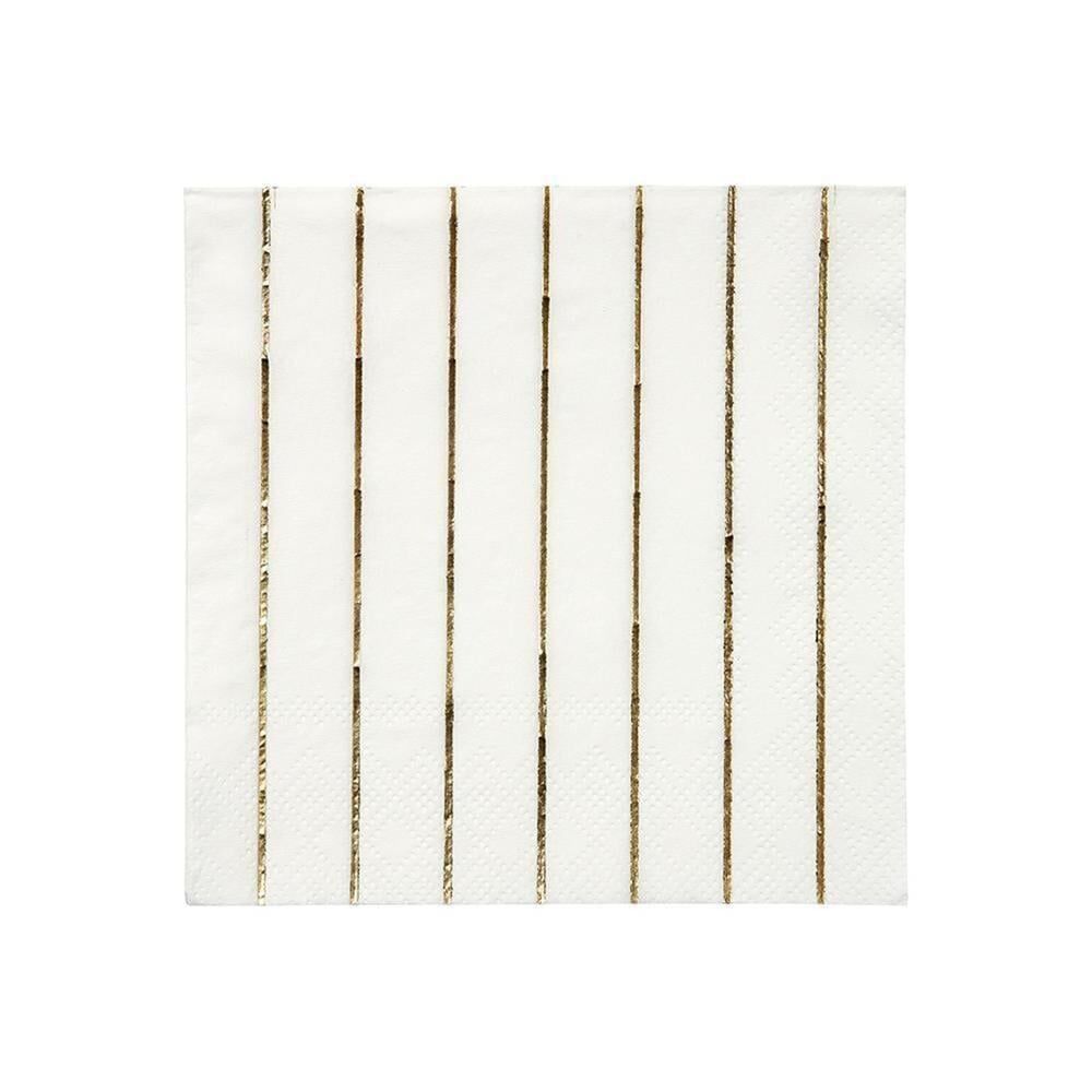 Meri Meri - Gold Stripe Napkins - Altın Çizgili Peçete - S