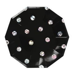 Meri Meri - Parıltılı Nokta Tabak - Siyah - L