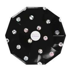 Meri Meri - Parıltılı Nokta Tabak - Siyah - L