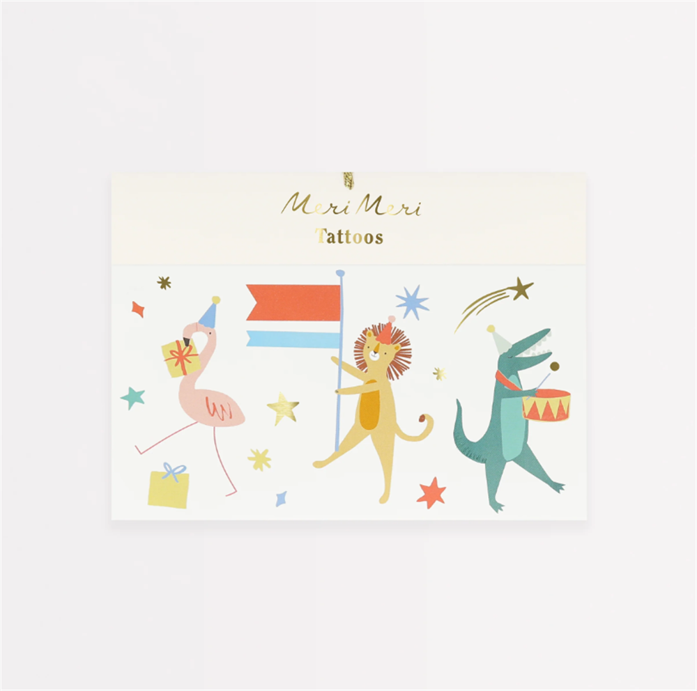Meri Meri - Animal Parade Temporary Tattoos - Hayvanlar Geçit Töreni Geçici Dövmeler (X2)