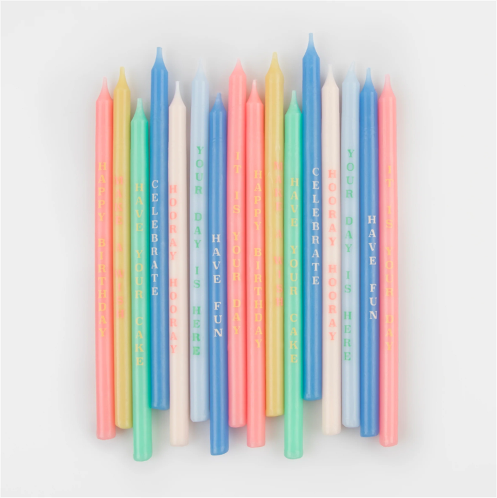 Meri Meri - Birthday Phrases Candles - Doğum Günü Tebrik Yazıları Mumlar (X16)