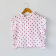 Mama Yoyo Fırfırlı Müslin Panço, Pembe Kalp (3-4 Yaş)