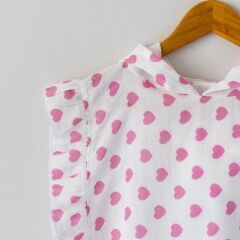 Mama Yoyo Fırfırlı Müslin Panço, Pembe Kalp (1-2 Yaş)