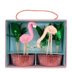 Meri Meri - Neon Flamingo Cupcake Kit - Neon Flamingo Cupcake Kit - 24'Lü