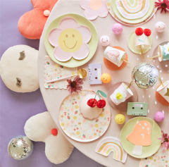 Meri Meri - Happy Face Icons Dinner Plates - Mutlu Yüzler Tabaklar (X8)