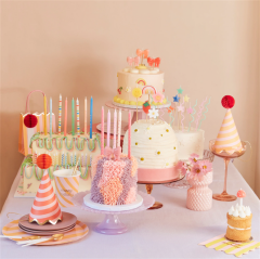 Meri Meri - Pink Bow Candles - Pembe Kurdele Mumlar (X4)