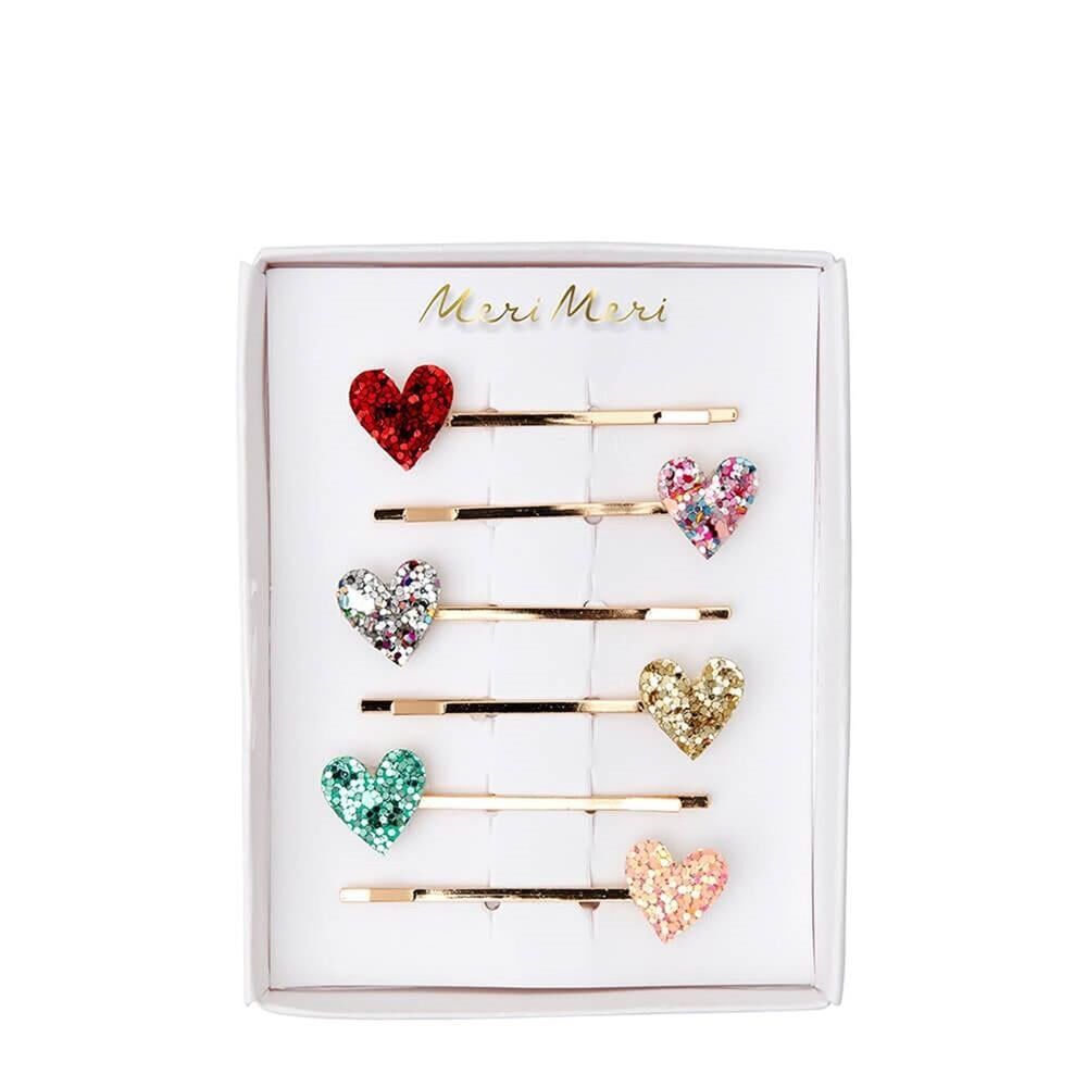 Meri Meri - Glitter Heart Hair Slides - Simli Kalp Tokalar