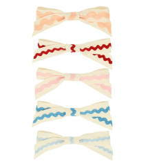 Meri Meri - Ric Rac Bow Hair Clips - Kurdele Saç Tokası (X5)