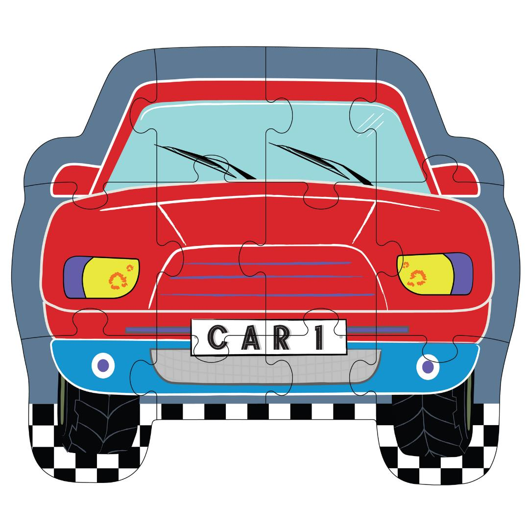 FLOSS & ROCK 12 Parça Şekilli Yap-Boz / Cars