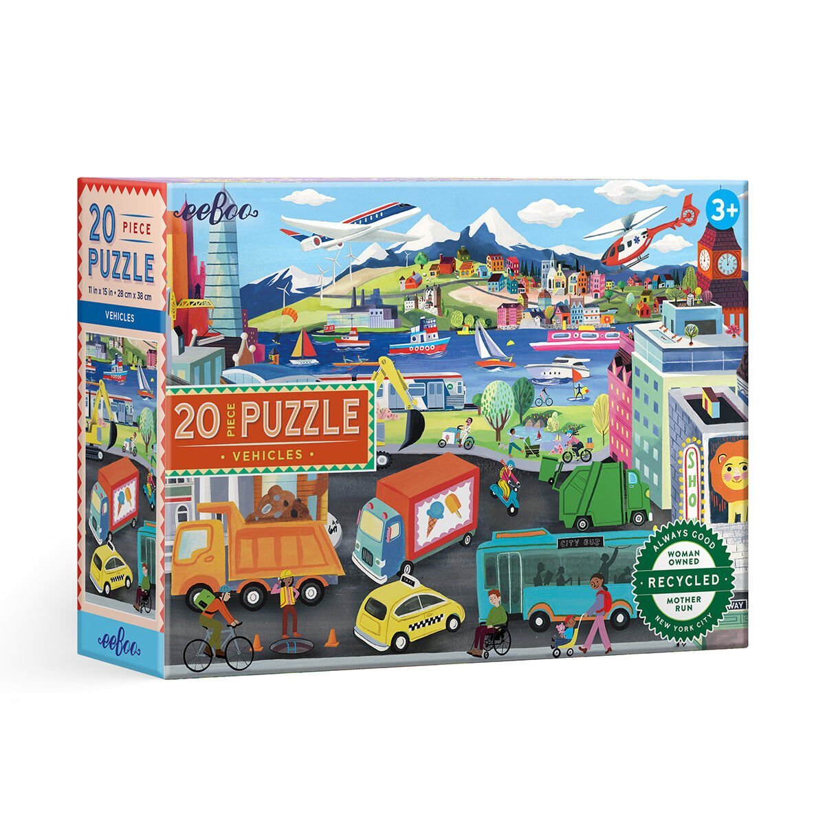 Eeboo 20 Parça Yapboz - Vehicles