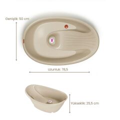 OKBaby Bebek Banyo Seti Bella Dijital Termometreli Çift Yönlü Küveti & Küvet Taşıyıcı Bej