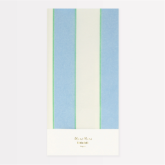 Meri Meri - Pale Blue Stripe Tablecloth - Soluk Mavi Çizgili Kağıt Masa Örtüsü