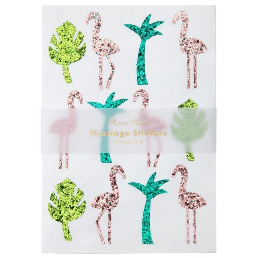 Meri Meri - Glitter Flamingo Sticker Sheets - Simli Flamingo Çıkartmaları