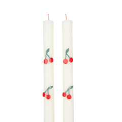 Meri Meri - Cherry Table Candles - Kiraz Desenli Şamdan Mumu - 2 Adet