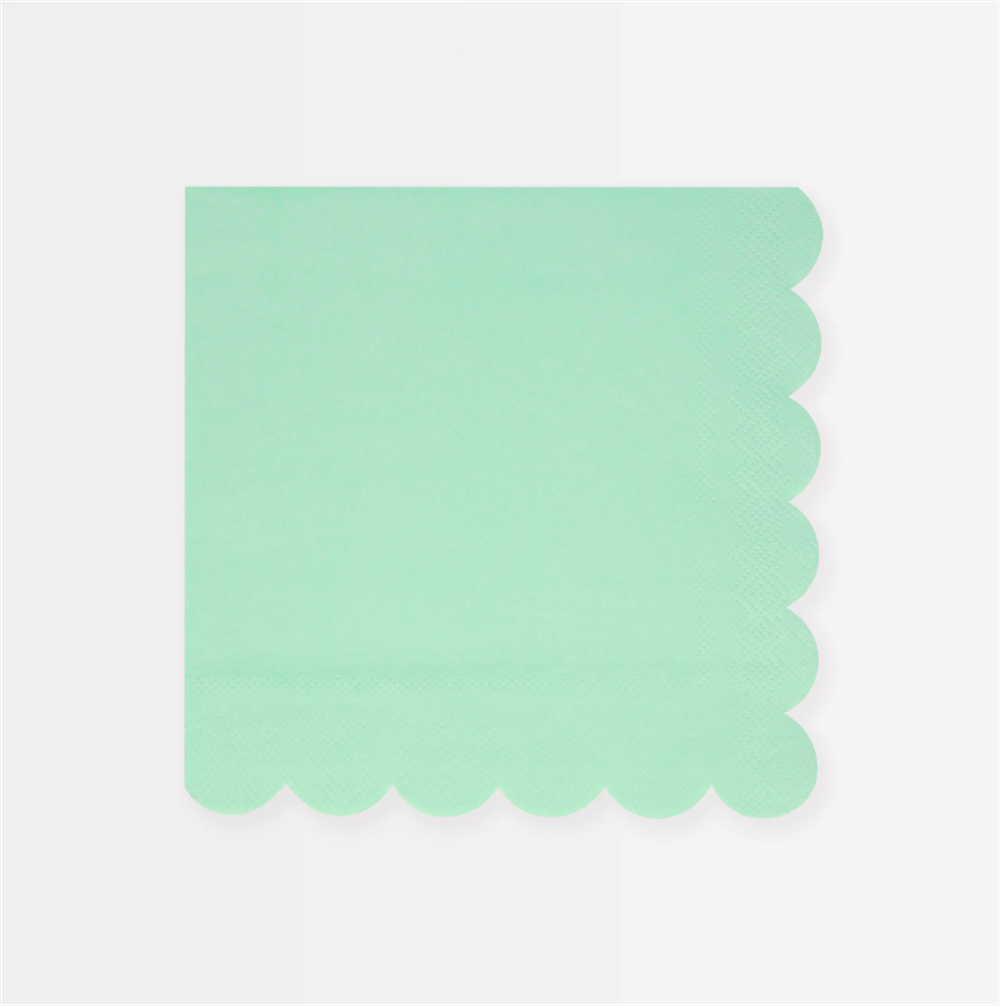 Meri Meri - Sea Foam Green Large Napkins - Deniz Köpüğü Yeşili Peçeteler (L) (X16)