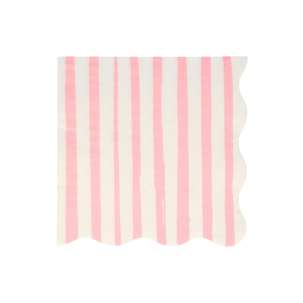 Meri Meri - Pink Stripe Large Napkins - Pembe Çizgili Peçeteler L - 16 Adet