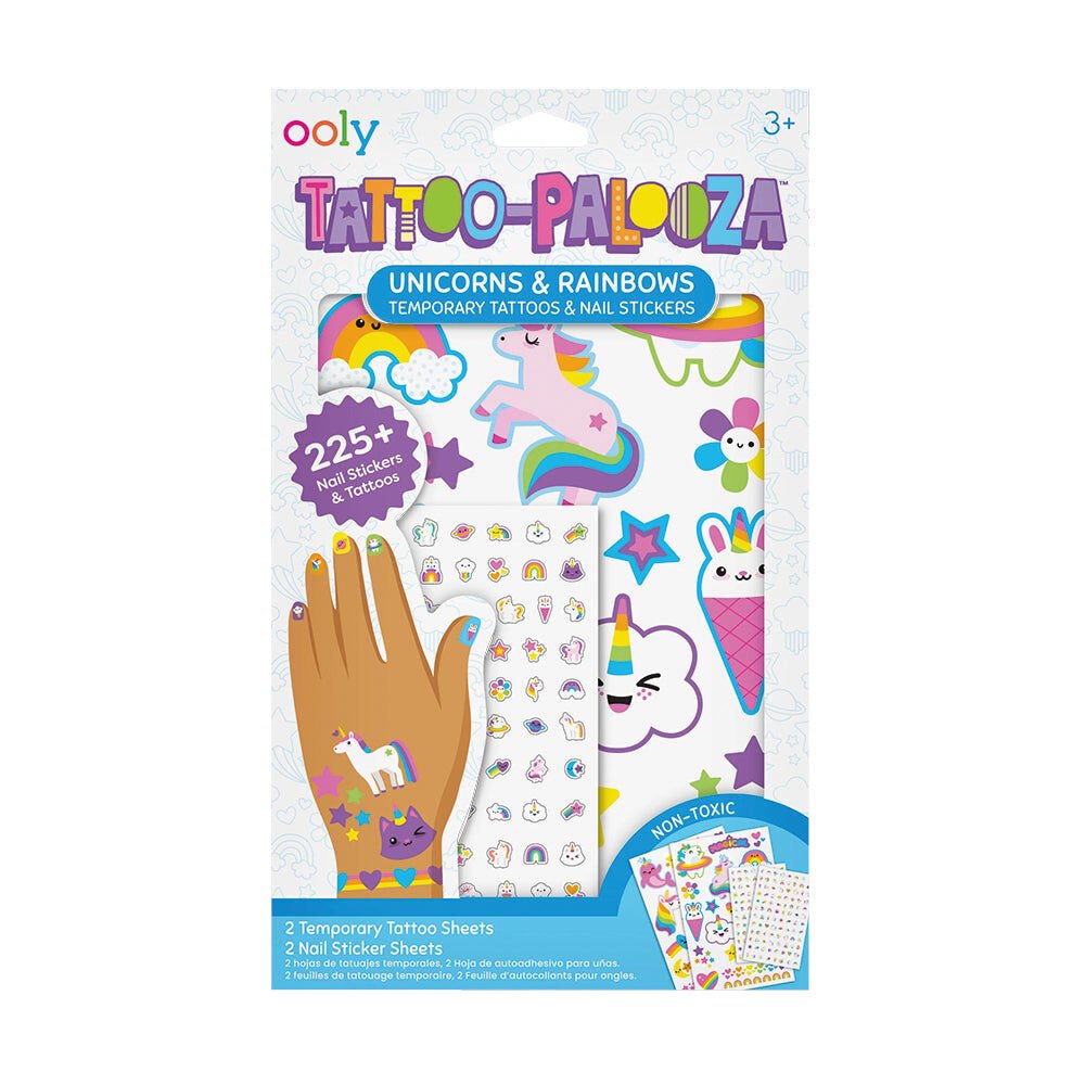 Ooly Tattoo Palooza Geçiçi Dövme & Tırnak Sticker Seti - Unicorns & Rainbows