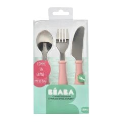 Paslanmaz Çelik Çatal Bıçak Kaşık Seti, Old Pink