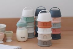 4 Katmanlı Süt Tozu Kutusu ve Atıştırmalık Kabı (Cotton white/Terracotta)