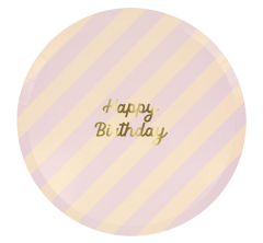 Meri Meri - Stripe Happy Birthday Dinner Plates - Çizgili Happy Birthday Tabaklar (L) (X8)
