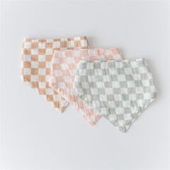 Mama Yoyo Müslin Üçgen Önlük, Pembe Dama