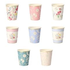 Meri Meri - English Garden Party Cups - English Garden Bardak - 8'Li