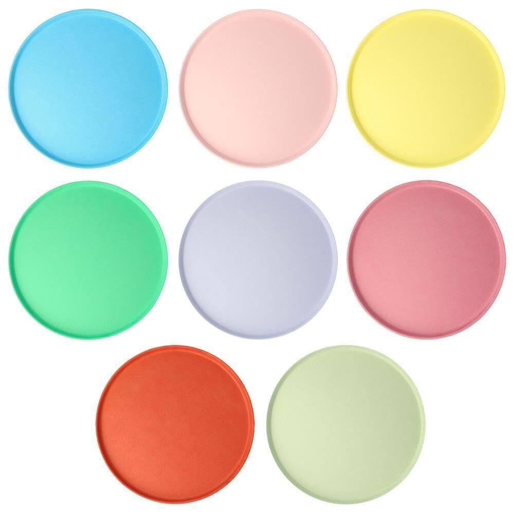 Meri Meri - Large Round Eco Plates - Bright Mix - Parlak Karışık Renk Doğal Bambu Karışım Tabaklar (L) (X8)