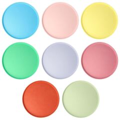 Meri Meri - Large Round Eco Plates - Bright Mix - Parlak Karışık Renk Doğal Bambu Karışım Tabaklar (L) (X8)