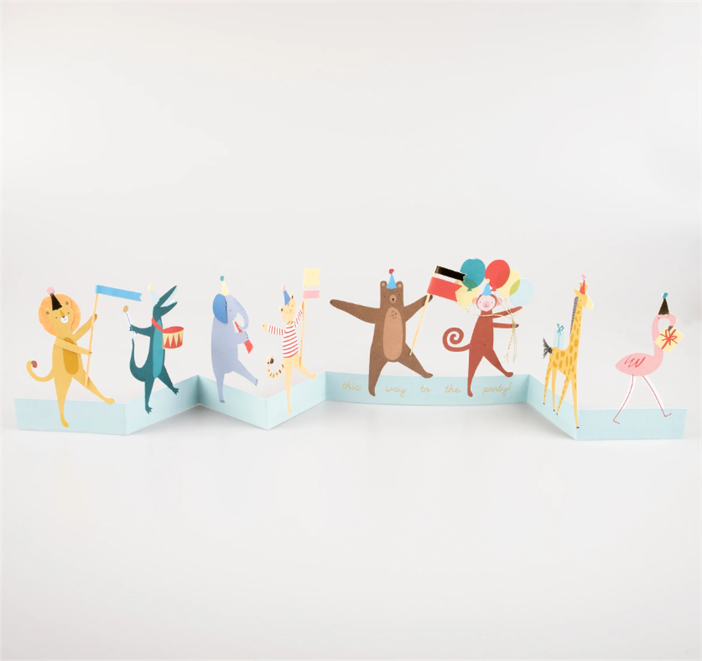 Meri Meri - Animal Parade Concertina Card - Hayvanlar Geçit Töreni Tebrik Kartı