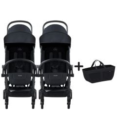 Bumprider Connect³ İkiz Bebek Arabası Black - Black & Yan Düzenleyici Çanta