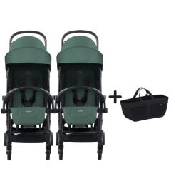 Bumprider Connect³ İkiz Bebek Arabası Black - Olive & Yan Düzenleyici Çanta