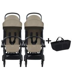 Bumprider Connect³ İkiz Bebek Arabası Black - Sand & Yan Düzenleyici Çanta