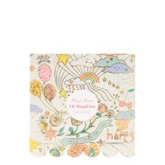 Meri Meri - Happy Doodle Napkins - Renkli Doodle Peçete - L - 16'Lı