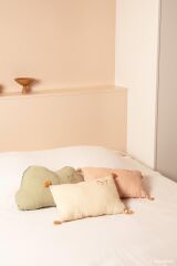 Nobodinoz İşlemeli Fransız Keten Yastık, Powder Pink