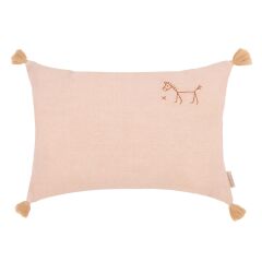 Nobodinoz İşlemeli Fransız Keten Yastık, Powder Pink